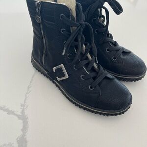 Rieker Black Winter Boots with Buckle